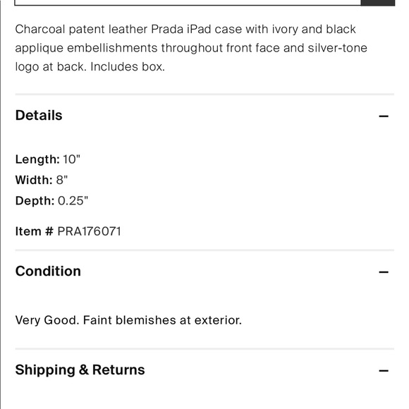 Prada Charcoal Leather Embellished iPad Case Including Box - Picture 6 of 11